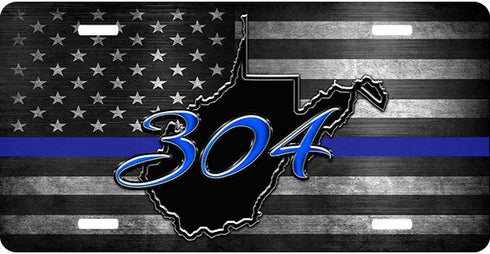 WV Blue 304 License Plate