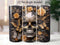 3D Skull and Golden Floral 20 oz Skinny Tumbler Sublimation Design