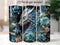 3D Teal Dragon 20 oz Skinny Tumbler Sublimation Design