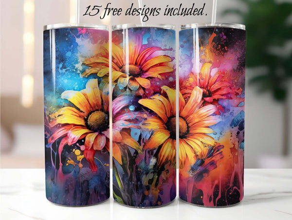 Abstract Daisies 20 oz Skinny Tumbler Sublimation Design