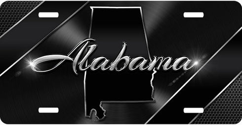 Alabama Black Chrome License Plate