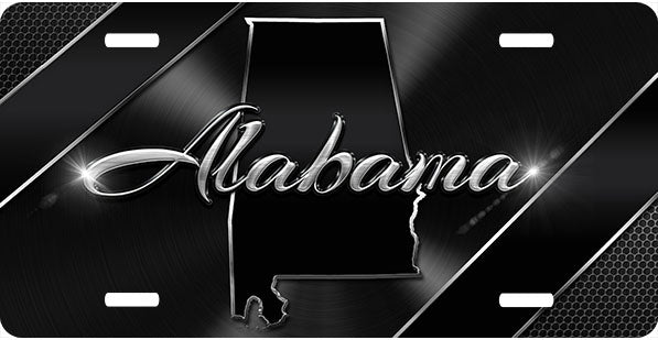 Alabama Black Chrome License Plate