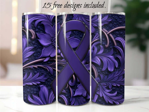 Alzheimer Awareness 20 oz Skinny Tumbler Sublimation Design