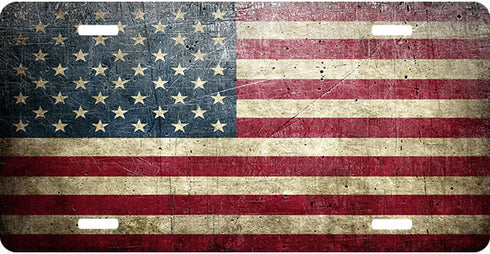 American Flag Metal License Plate