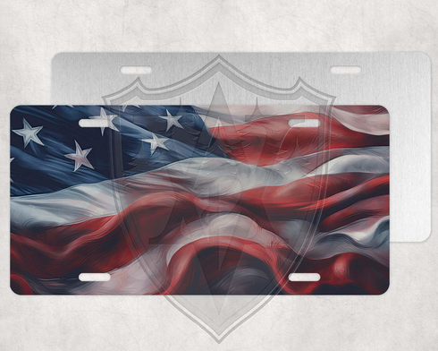 American Flag Painted License Plate