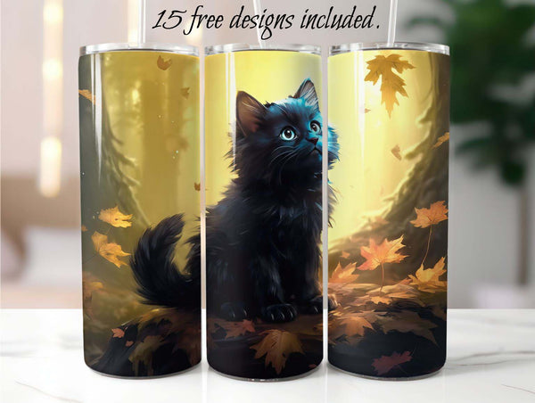 Baby Black Cat 20 oz Skinny Tumbler Sublimation Design