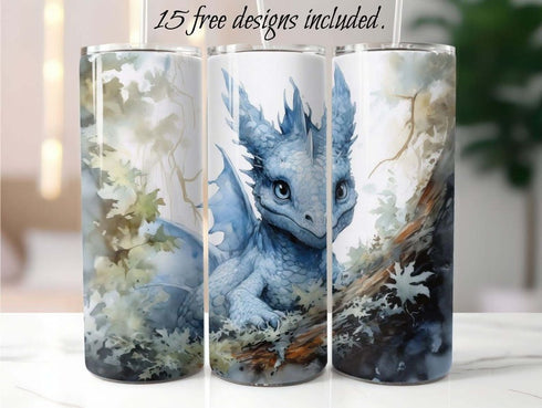 Baby Blue Dragon 20 oz Skinny Tumbler Sublimation Design
