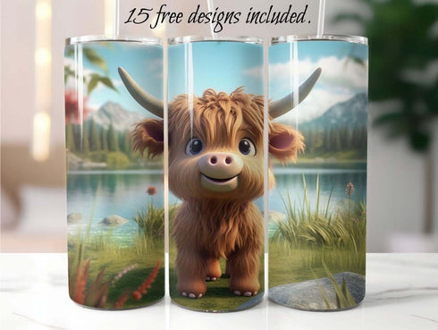 Baby Cow 20 oz Skinny Tumbler Sublimation Design