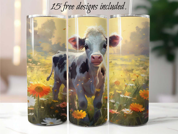Baby Dairy Cow 20 oz Skinny Tumbler Sublimation Design