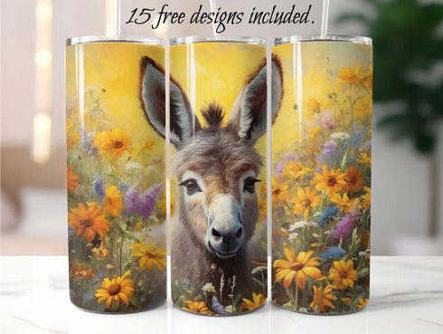 Baby Donkey 20 oz Skinny Tumbler Sublimation Design