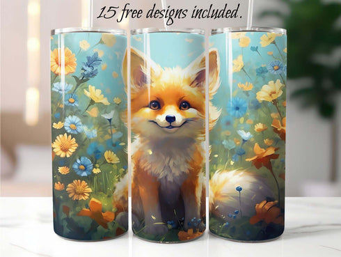 Baby Fox 20 oz Skinny Tumbler Sublimation Design