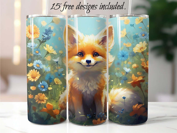 Baby Fox 20 oz Skinny Tumbler Sublimation Design