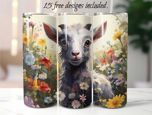 Baby Goat 20 oz Skinny Tumbler Sublimation Design