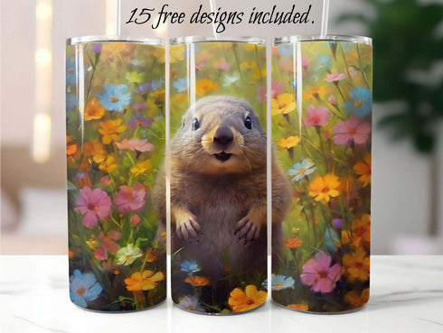 Baby Groundhog 20 oz Skinny Tumbler Sublimation Design