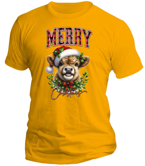 Merry Christmas Highland Cow T-Shirt