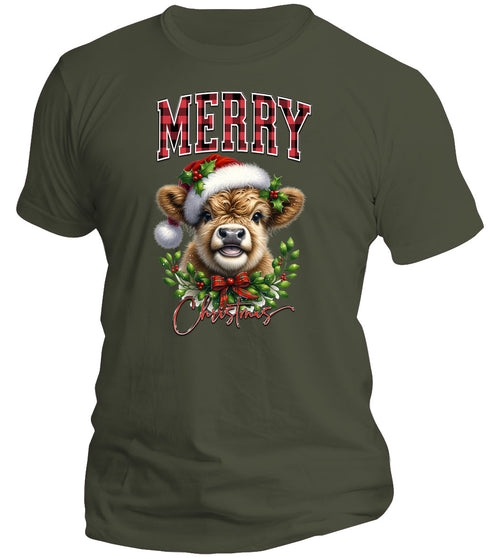 Merry Christmas Highland Cow T-Shirt