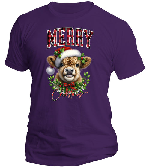 Merry Christmas Highland Cow T-Shirt