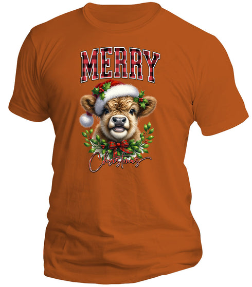 Merry Christmas Highland Cow T-Shirt