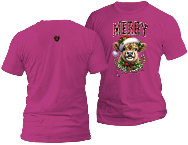 Merry Christmas Highland Cow T-Shirt
