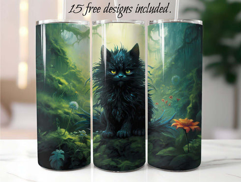 Bad Mood Kitten 20 oz Skinny Tumbler Sublimation Design