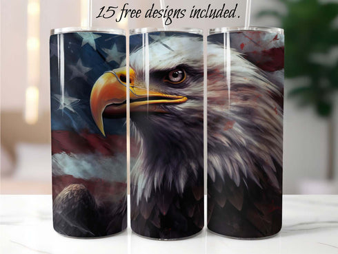 Bald Eagle 20 oz Skinny Tumbler Sublimation Design
