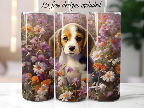 Beagle Puppy 20 oz Skinny Tumbler Sublimation Design