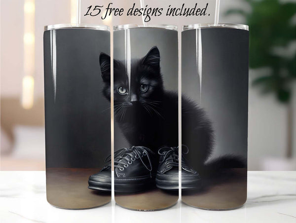 Cute Kitten 20 oz Skinny Tumbler Sublimation Design