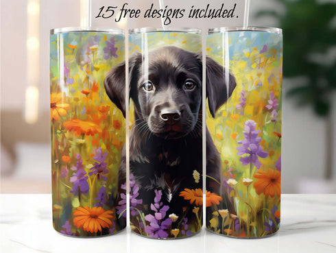 Black Lab Puppy 20 oz Skinny Tumbler Sublimation Design