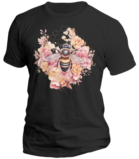 Honey Bee and Pink Flowers T-Shirt
