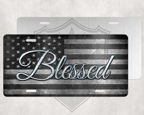 Blessed American Flag License Plate