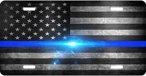 Thin Blue Spark Line License Plate