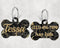 Bone Shape Dog Tag Black and Gold Marble