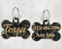 Bone Shape Dog Tag Black and Gold Marble