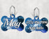 Bone Shape Dog Tag Blue Galaxy Sparkle