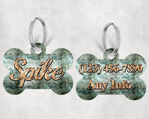 Bone Shape Dog Tag Distressed Copper