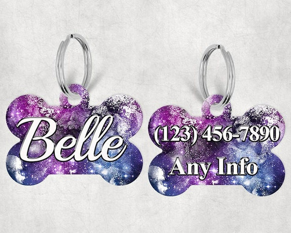 Bone Shape Dog Tag Galaxy Sparkle