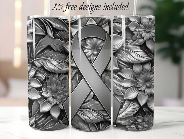 Brain Cancer Awareness 20 oz Skinny Tumbler Sublimation Design