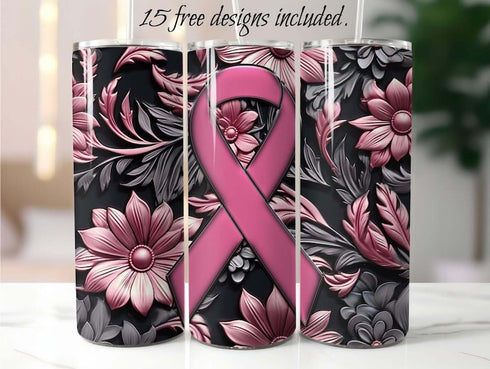 Breast Cancer Awareness 20 oz Skinny Tumbler Sublimation Design