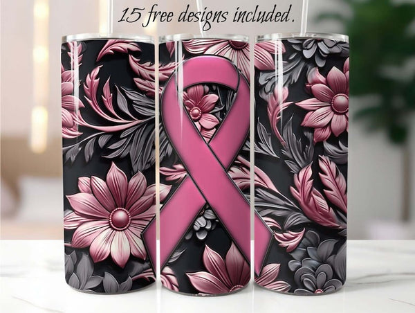 Breast Cancer Awareness 20 oz Skinny Tumbler Sublimation Design