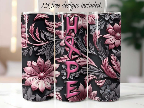 Breast Cancer HOPE 20 oz Skinny Tumbler Sublimation Design