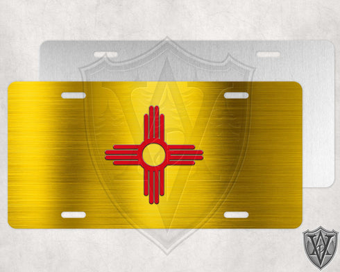 Brushed Yellow Background Zia License Plate