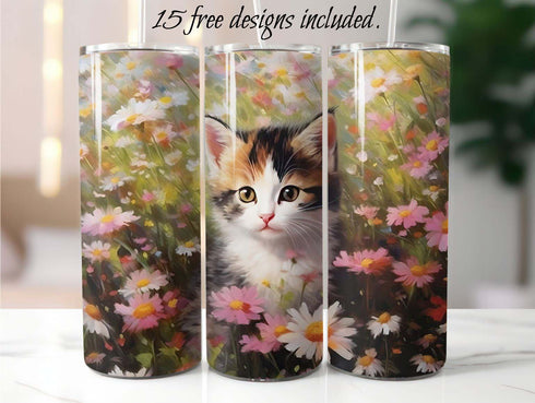 Calico Kitten 20 oz Skinny Tumbler Sublimation Design
