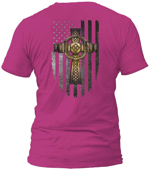 Celtic Cross American Flag T-shirt