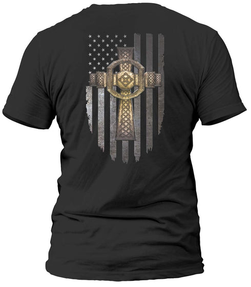 Celtic Cross American Flag T-shirt