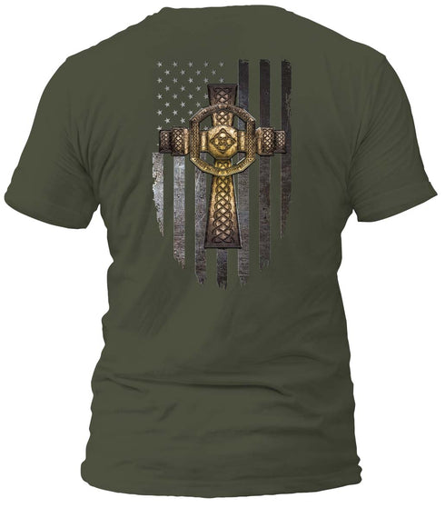 Celtic Cross American Flag T-shirt