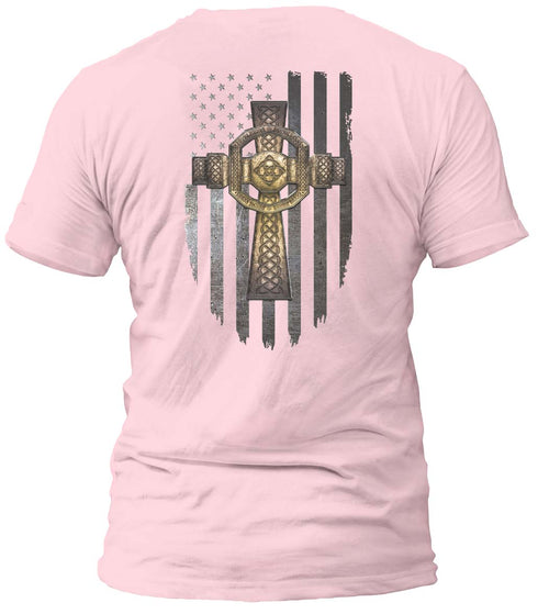 Celtic Cross American Flag T-shirt
