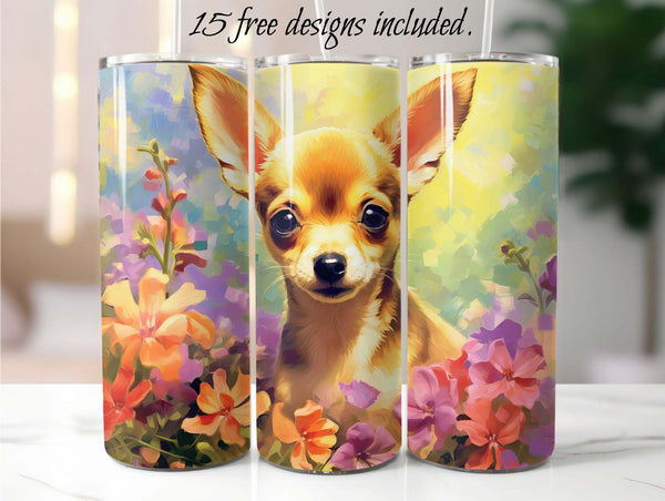 Chihuahua Puppy 20 oz Skinny Tumbler Sublimation Design