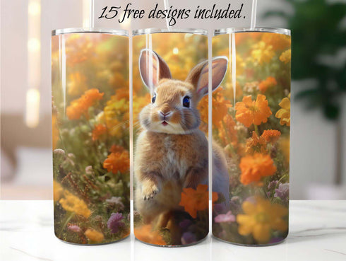 Cute baby Bunny 20 oz Skinny Tumbler Sublimation Design