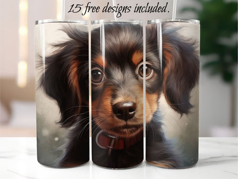 Dachshund Puppy 20 oz Skinny Tumbler Sublimation Design
