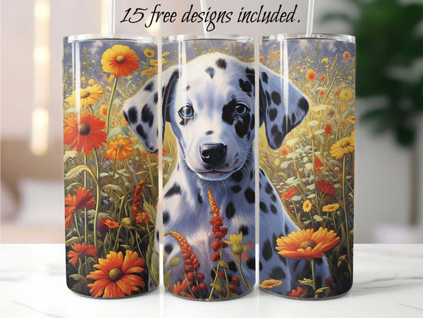 Dalmatian Puppy 20 oz Skinny Tumbler Sublimation Design